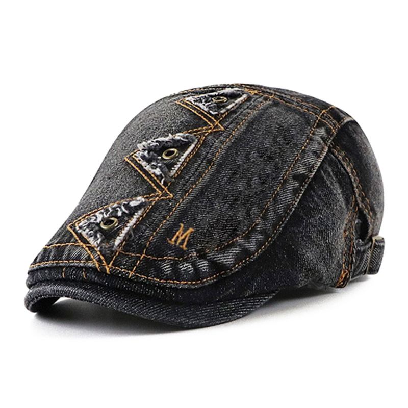 Collrown Mannen Denim Verontruste Verzwakte Ademend Zonnescherm Korte Rand Casual Vintage Forward Hoeden Baret Platte Caps