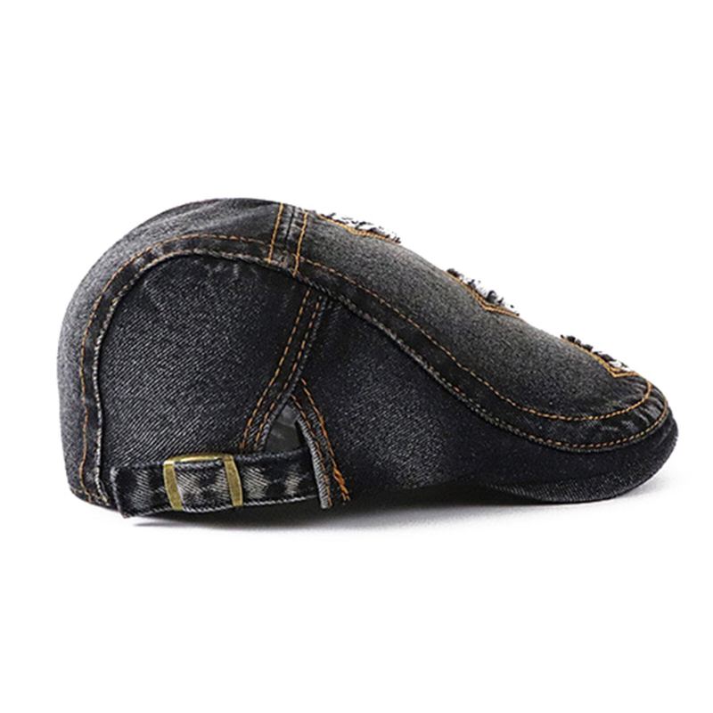 Collrown Mannen Denim Verontruste Verzwakte Ademend Zonnescherm Korte Rand Casual Vintage Forward Hoeden Baret Platte Caps