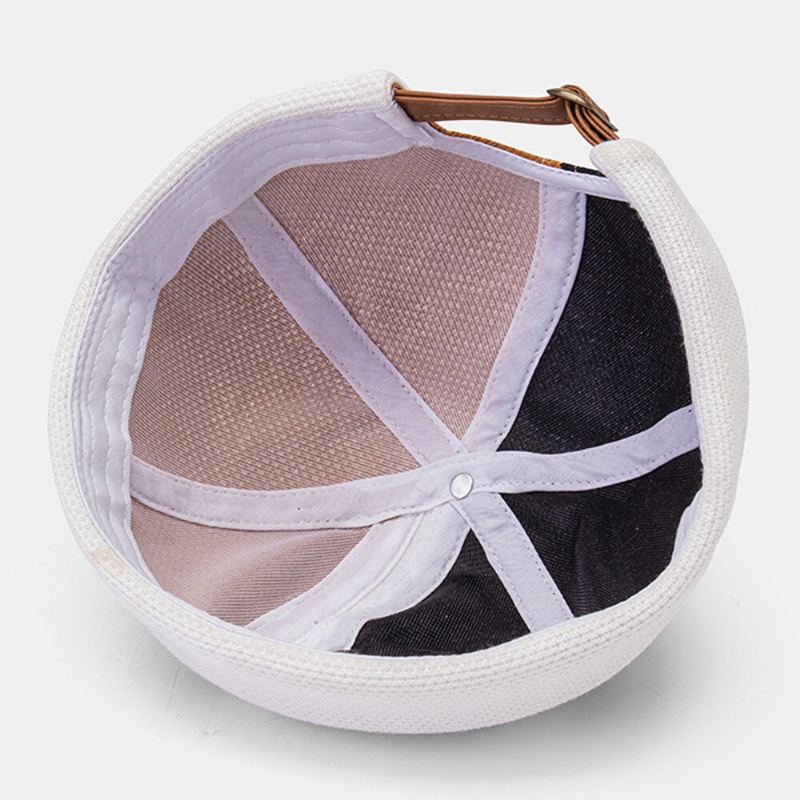 Collrown Mannen Polar Fleece Kleurblok Stiksels Dome Beanie Skull Cap Herfst Winter Warm Verstelbare Lederen Gesp Verhuurder Cap