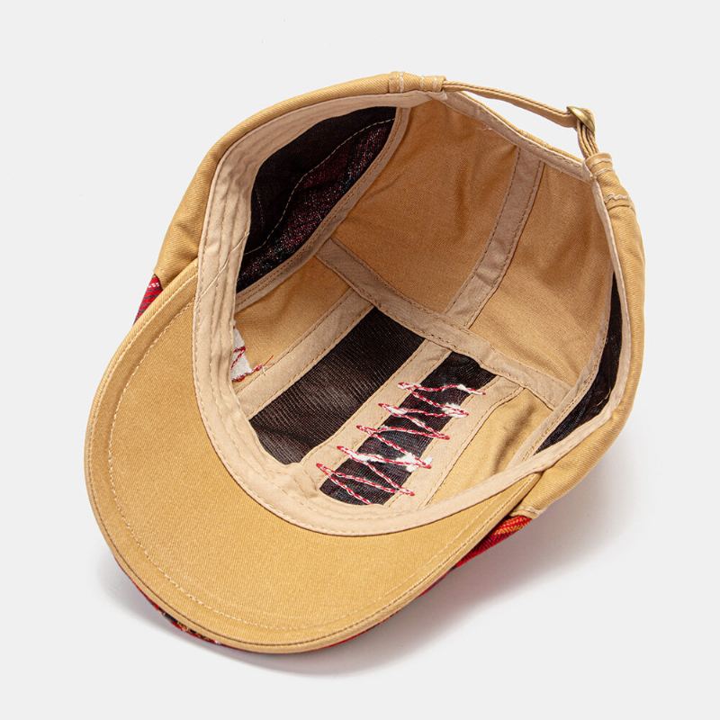 Collrown Unisex Patchwork Letterpatroon Borduurwerk Casual Vintage Baret Flat Cap Forward Hat