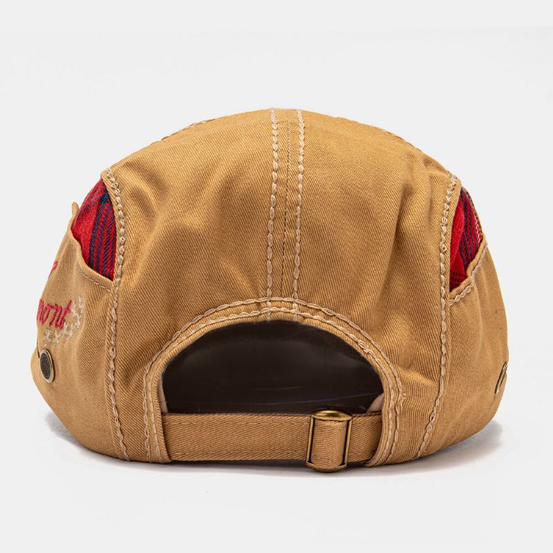 Collrown Unisex Patchwork Letterpatroon Borduurwerk Casual Vintage Baret Flat Cap Forward Hat