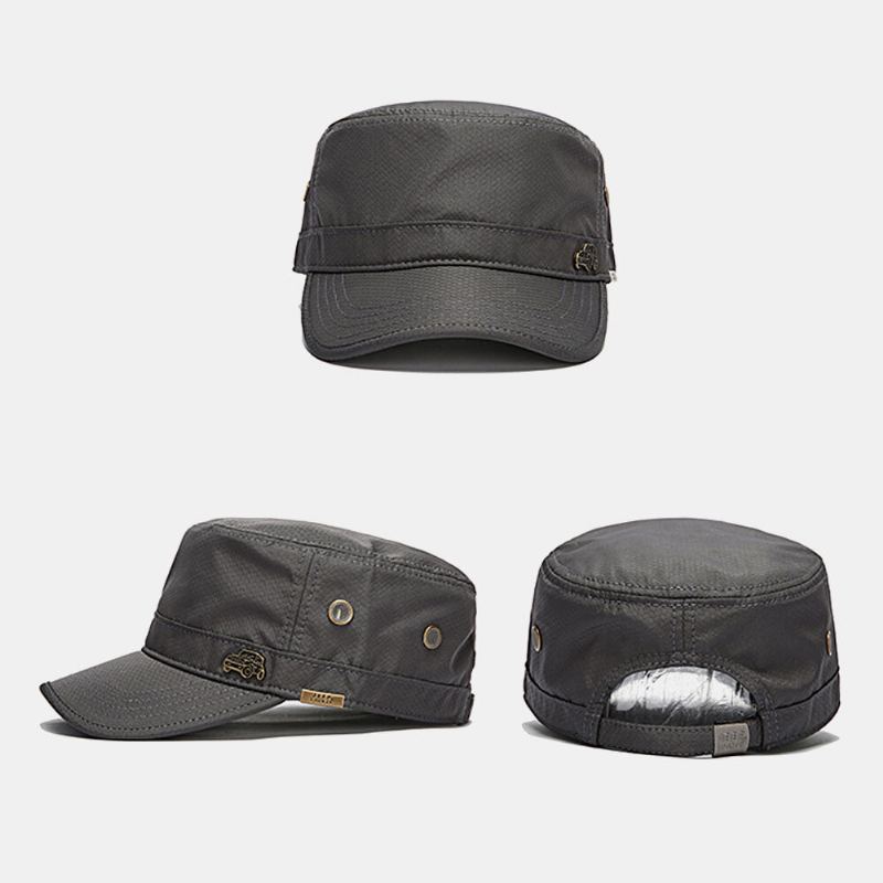 Heren Cadet Army Caps Effen Sneldrogend Ademend Outdoor Casual Zonnescherm Flat Top Hat