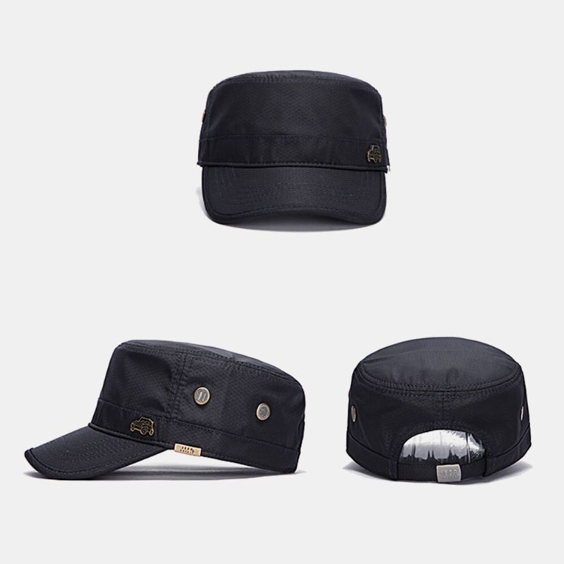 Heren Cadet Army Caps Effen Sneldrogend Ademend Outdoor Casual Zonnescherm Flat Top Hat