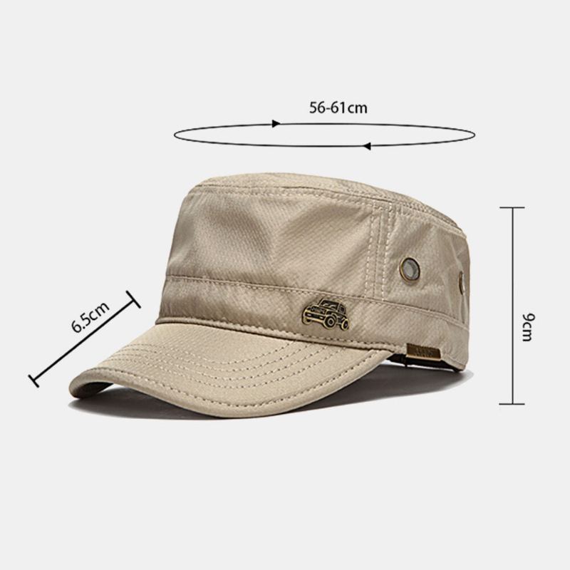 Heren Cadet Army Caps Effen Sneldrogend Ademend Outdoor Casual Zonnescherm Flat Top Hat