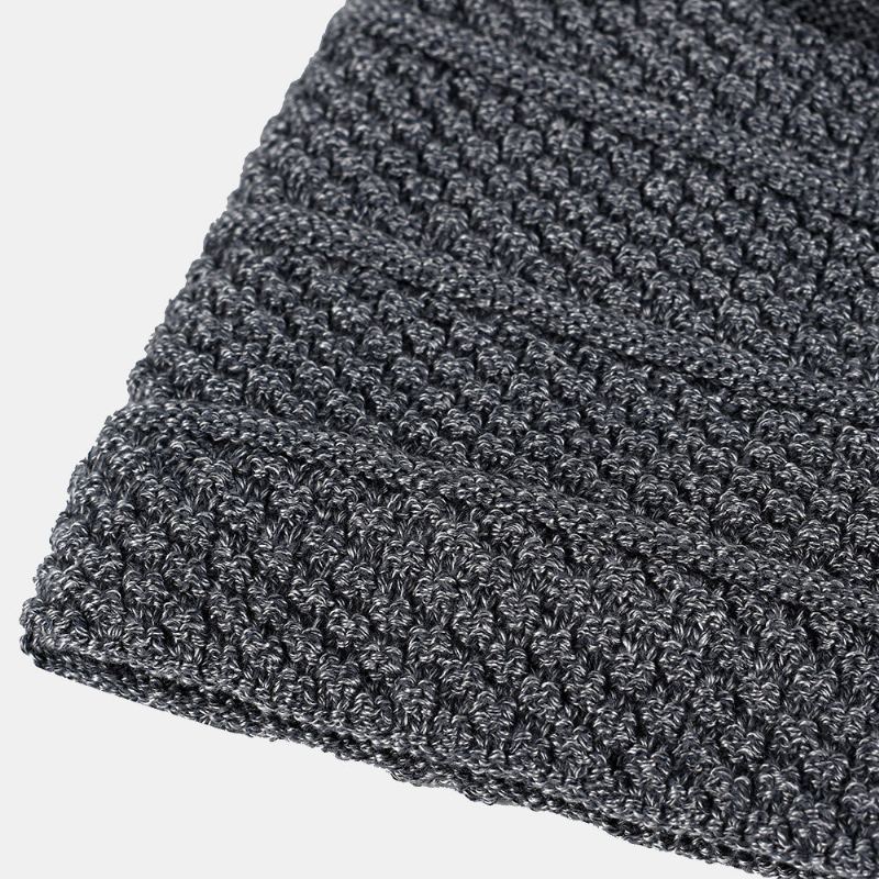Heren Effen Kleur Gestreepte Gebreide Muts Plus Fluwelen Dikker Outdoor Warmte Randloze Beanie Muts