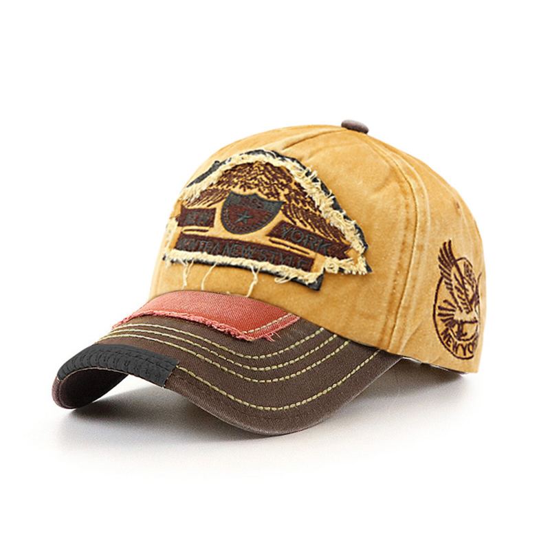 Heren Katoen Beschadigd Geborsteld Nostalgische Stiksels Outdoor Verstelbare Zonnescherm Baseball Cap