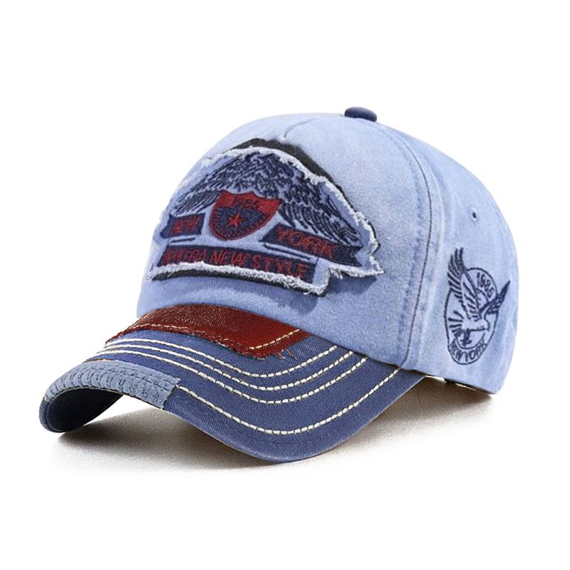 Heren Katoen Beschadigd Geborsteld Nostalgische Stiksels Outdoor Verstelbare Zonnescherm Baseball Cap