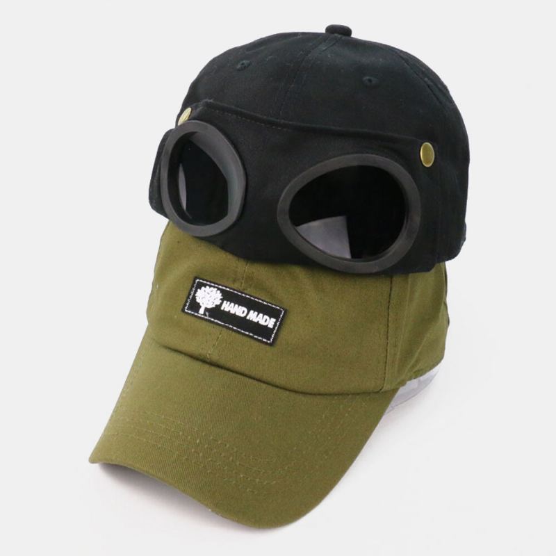 Heren Katoen Effen Kleur Wild Outdoor Zonnescherm Opvouwbare Piloten Dragen Bril Honkbal Hoed