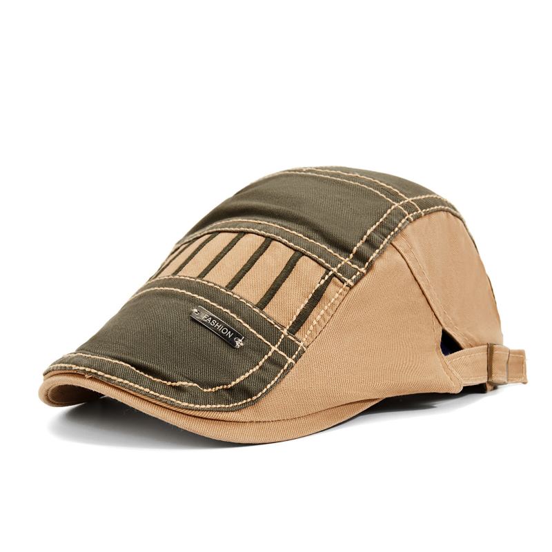 Heren Katoen Stiksels Zonnescherm Korte Rand Outdoor Leisure Retro Patchwork Hoed Baret Platte Cap