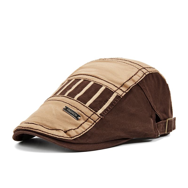 Heren Katoen Stiksels Zonnescherm Korte Rand Outdoor Leisure Retro Patchwork Hoed Baret Platte Cap