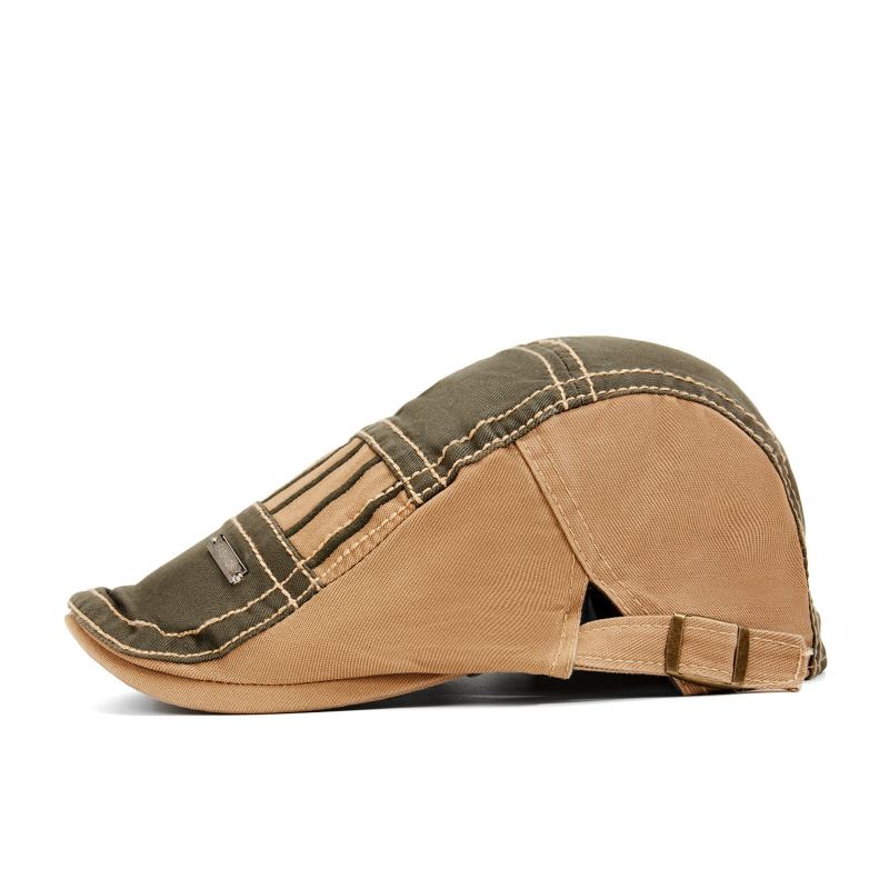 Heren Katoen Stiksels Zonnescherm Korte Rand Outdoor Leisure Retro Patchwork Hoed Baret Platte Cap