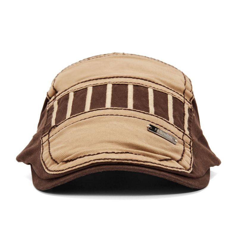 Heren Katoen Stiksels Zonnescherm Korte Rand Outdoor Leisure Retro Patchwork Hoed Baret Platte Cap