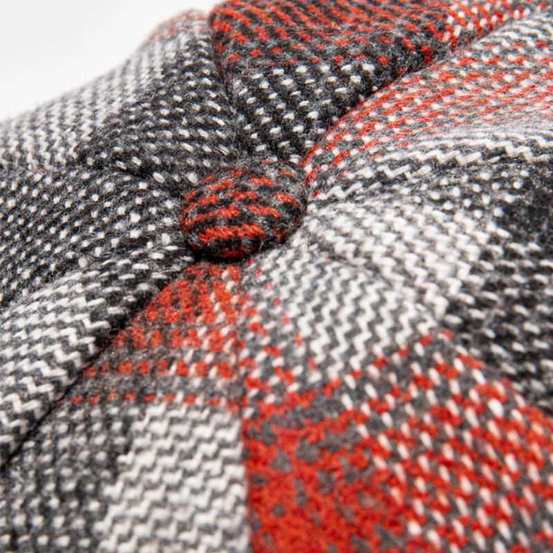 Heren Katoenen Roosterpatroon Achthoekige Hoed Britse Stijl Outdoor Winddichte Warme Platte Cap