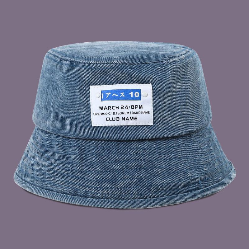 Heren Unisex Gewassen Denim Letterpatroon Patch All-match Zonnebrandcrème Emmer Hoed
