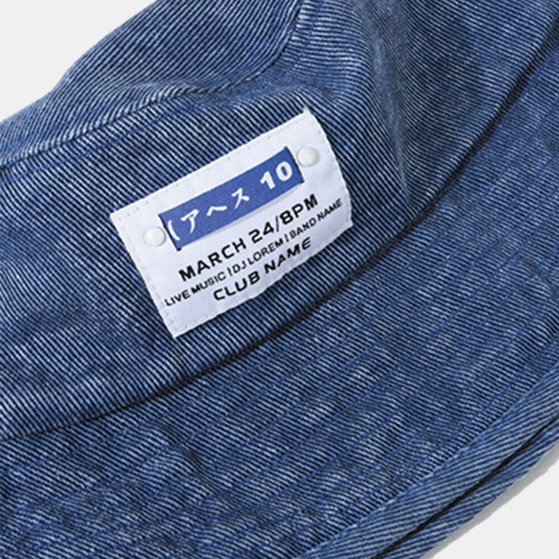 Heren Unisex Gewassen Denim Letterpatroon Patch All-match Zonnebrandcrème Emmer Hoed