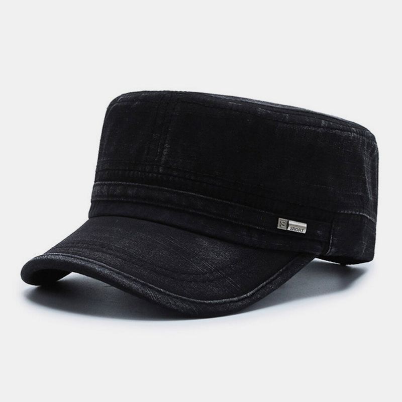 Mannen Gebogen Rand Brief Label Platte Top Cap Casual All-match Outdoor Zonnescherm Militaire Cap Cadet Hoed