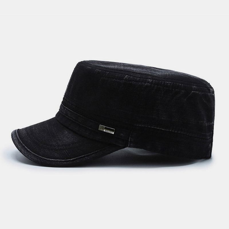 Mannen Gebogen Rand Brief Label Platte Top Cap Casual All-match Outdoor Zonnescherm Militaire Cap Cadet Hoed