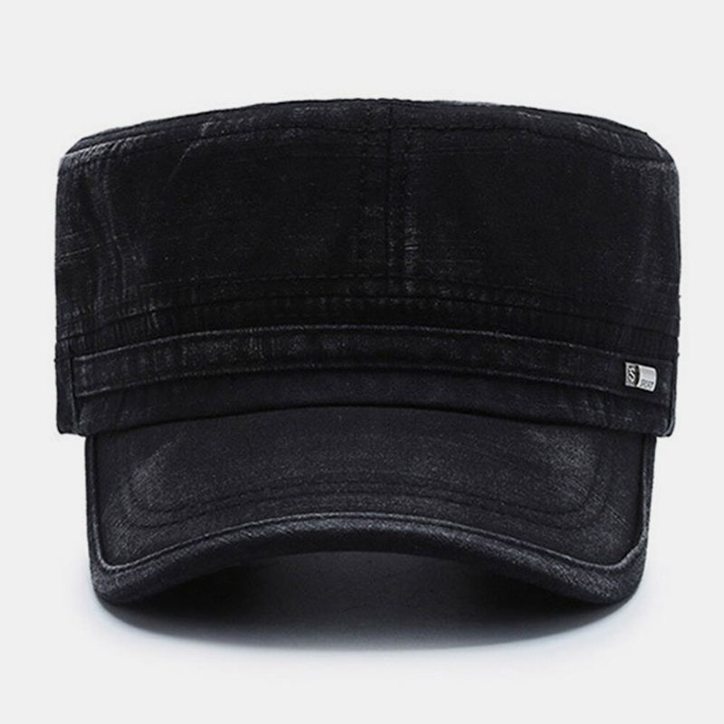 Mannen Gebogen Rand Brief Label Platte Top Cap Casual All-match Outdoor Zonnescherm Militaire Cap Cadet Hoed