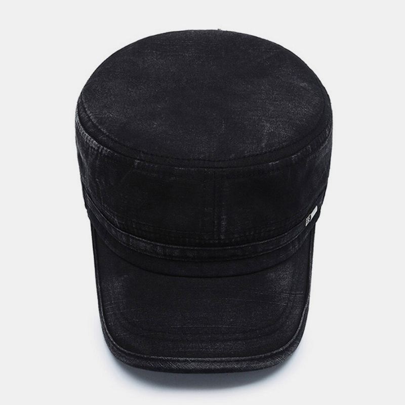 Mannen Gebogen Rand Brief Label Platte Top Cap Casual All-match Outdoor Zonnescherm Militaire Cap Cadet Hoed