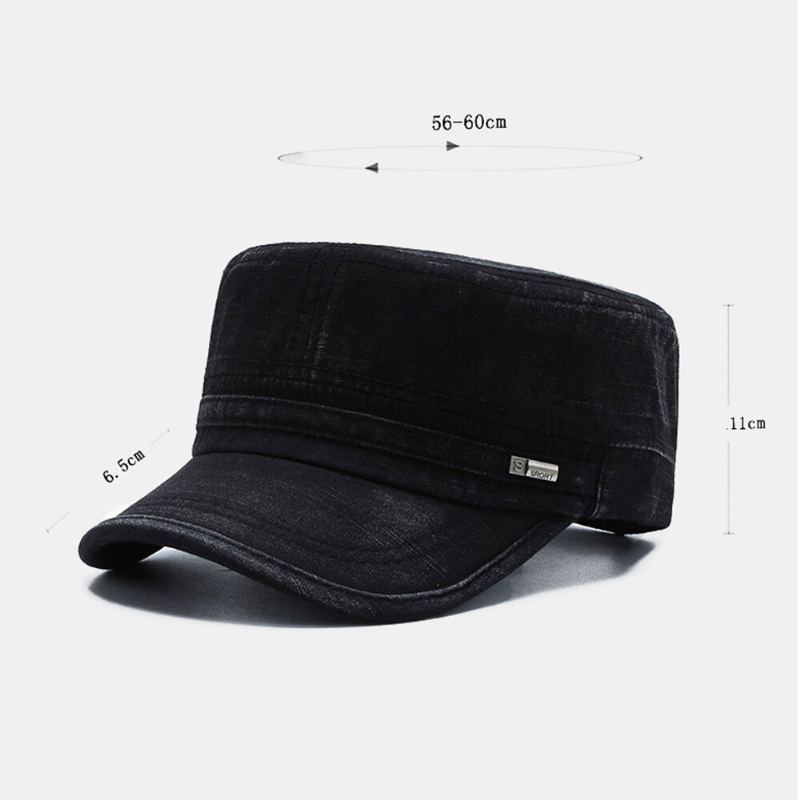 Mannen Gebogen Rand Brief Label Platte Top Cap Casual All-match Outdoor Zonnescherm Militaire Cap Cadet Hoed