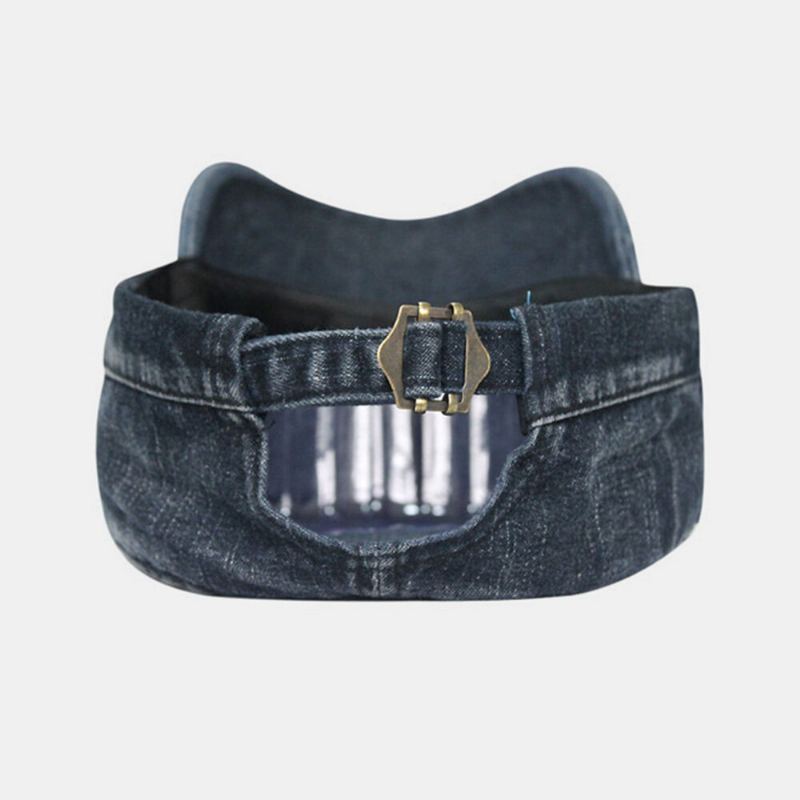 Mannen Gewassen Denim Tie Dye Borduurgaren Patroon Platte Hoed Outdoor Sport Verstelbare Pet Leger Hoed