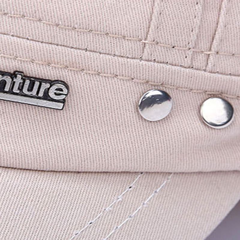 Mannen Gewassen Klinknagel Ontwerp Brief Patroon Militaire Cap Verstelbare Casual Suncreen Platte Top Cap Twill Cap