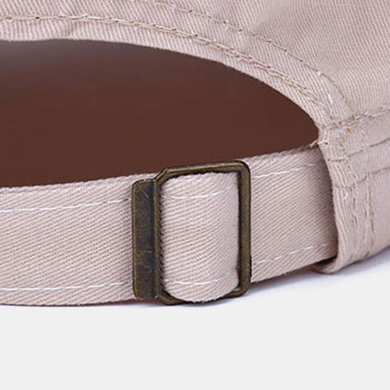 Mannen Gewassen Klinknagel Ontwerp Brief Patroon Militaire Cap Verstelbare Casual Suncreen Platte Top Cap Twill Cap