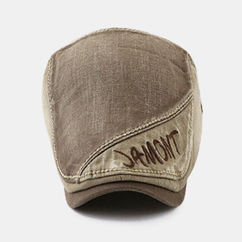 Mannen Gewassen Make-oude Kleur Bijpassende Platte Pet Opvouwbare Brief Borduurpatroon Baret Cap Schilder Hoed