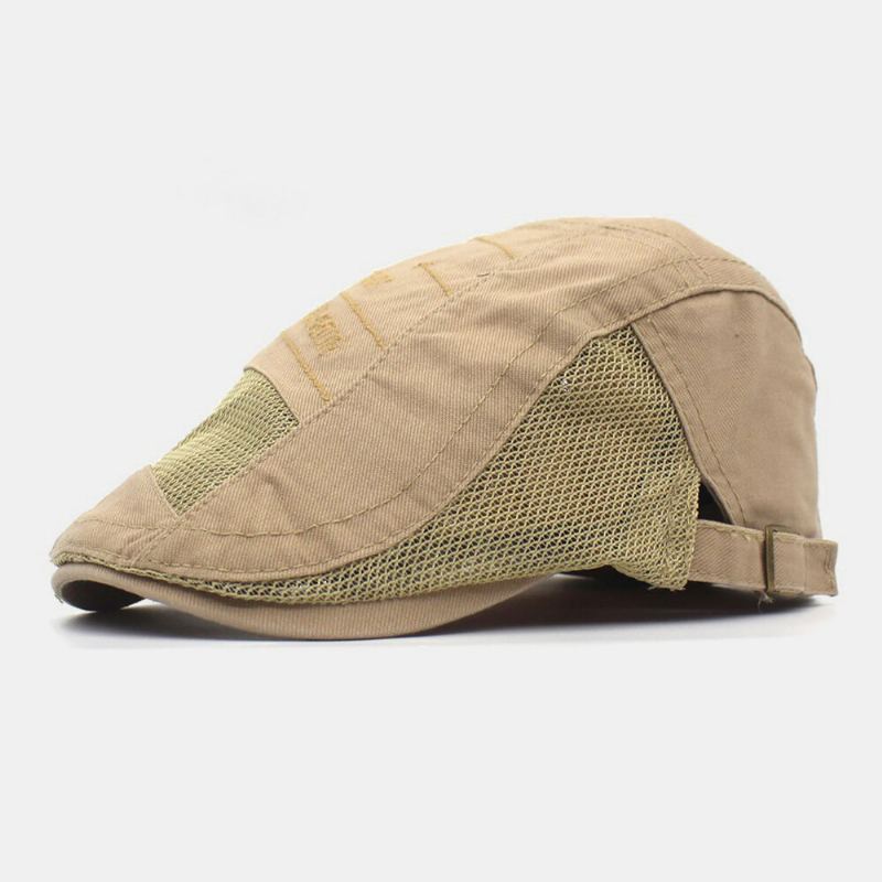 Mannen Katoen Brief Borduurwerk Mesh Ademend Verstelbare Platte Hoed Baret Hoed Forward Hat