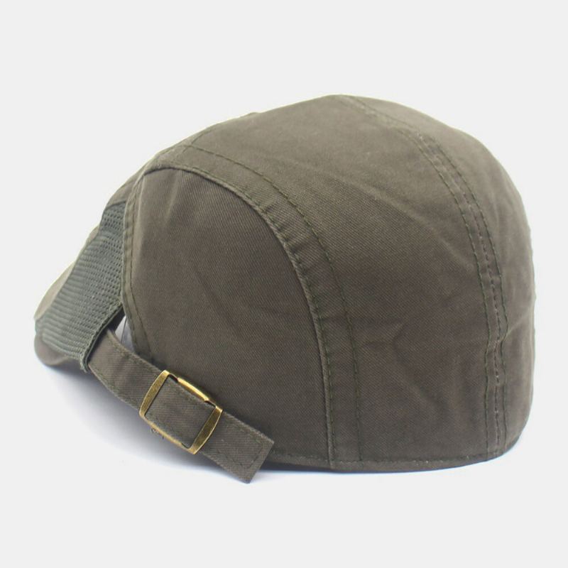Mannen Katoen Brief Borduurwerk Mesh Ademend Verstelbare Platte Hoed Baret Hoed Forward Hat