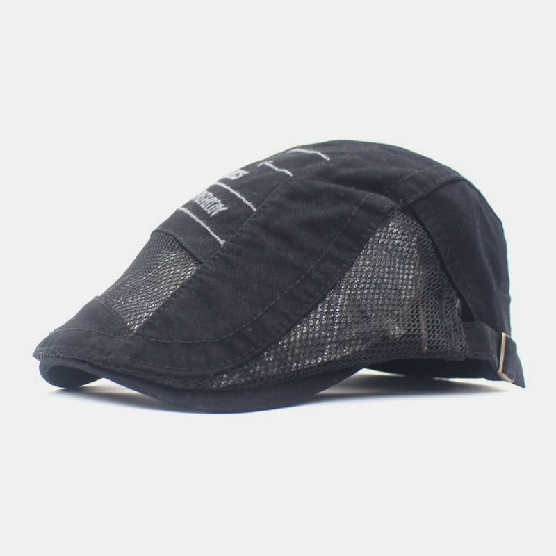 Mannen Katoen Brief Borduurwerk Mesh Ademend Verstelbare Platte Hoed Baret Hoed Forward Hat