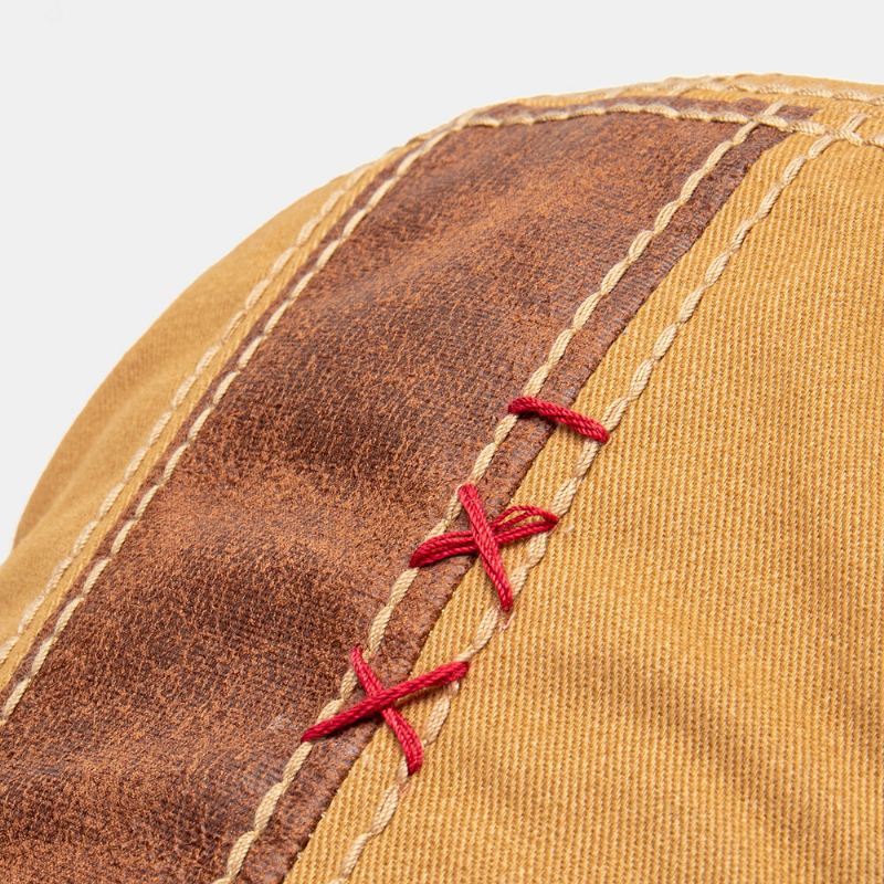 Mannen Katoen Hand Hechtdraad Mesh Ademend Casual Zonnescherm Baret Cap Platte Hoed