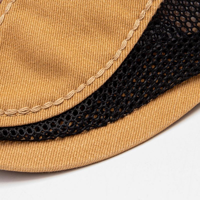 Mannen Katoen Hand Hechtdraad Mesh Ademend Casual Zonnescherm Baret Cap Platte Hoed