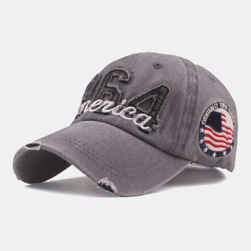 Mannen Katoen Make-oude Gat Brief Geborduurde Verstelbare Zonnescherm Baseball Cap