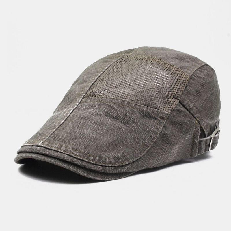 Mannen Katoen Mesh Ademend Outdoor Casual Zonnescherm Baret Cap Platte Hoed Forward Hoed Schilder Hoed