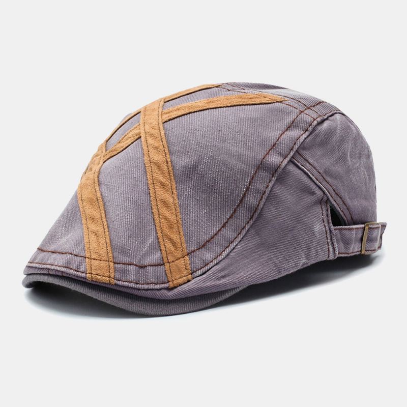 Mannen Katoen Patchwork Retro Zonnebrandcrème Zonnescherm Baret Cap Forward Cap Platte Hoed