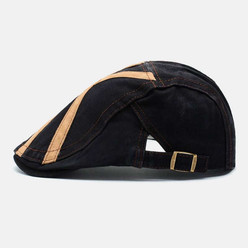Mannen Katoen Patchwork Retro Zonnebrandcrème Zonnescherm Baret Cap Forward Cap Platte Hoed