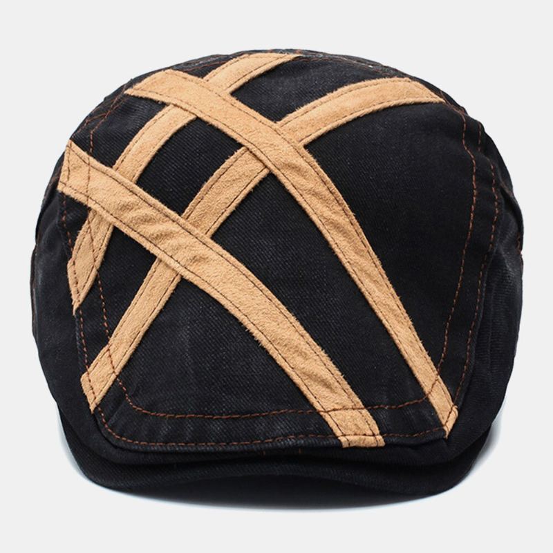 Mannen Katoen Patchwork Retro Zonnebrandcrème Zonnescherm Baret Cap Forward Cap Platte Hoed