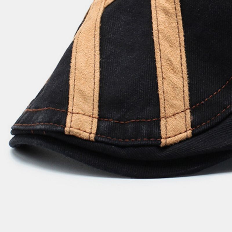 Mannen Katoen Patchwork Retro Zonnebrandcrème Zonnescherm Baret Cap Forward Cap Platte Hoed