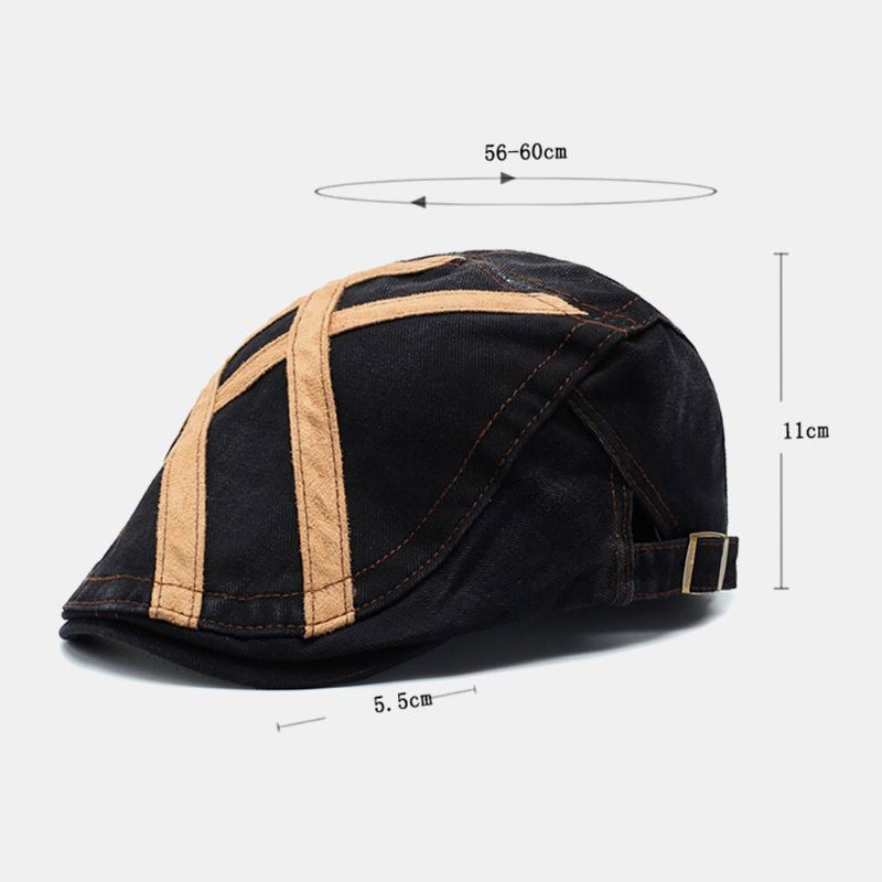 Mannen Katoen Patchwork Retro Zonnebrandcrème Zonnescherm Baret Cap Forward Cap Platte Hoed