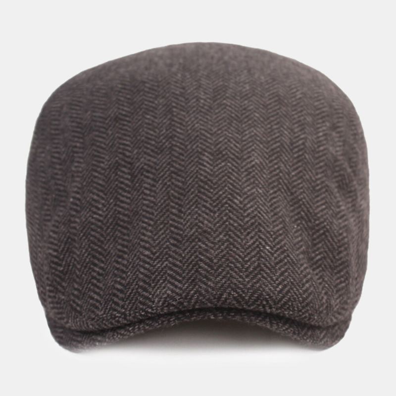 Mannen Katoen Visgraatpatroon Warmte Driver Hat Casual Verstelbare Zonnescherm Forward Hat Baret Platte Cap