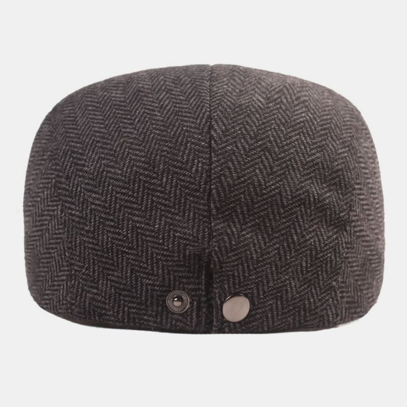 Mannen Katoen Visgraatpatroon Warmte Driver Hat Casual Verstelbare Zonnescherm Forward Hat Baret Platte Cap
