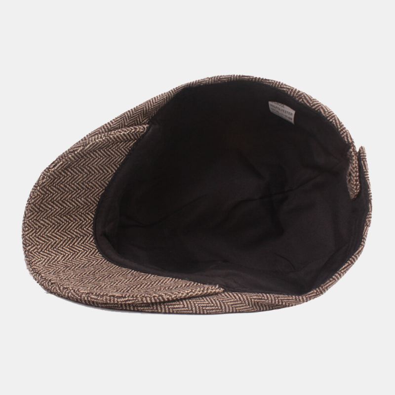 Mannen Katoen Visgraatpatroon Warmte Driver Hat Casual Verstelbare Zonnescherm Forward Hat Baret Platte Cap