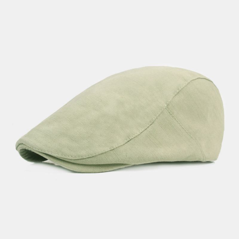 Mannen Katoenen Baret Cap Effen Kleur Verstelbare Casual Retro Zonnescherm Forward Cap Platte Hoed