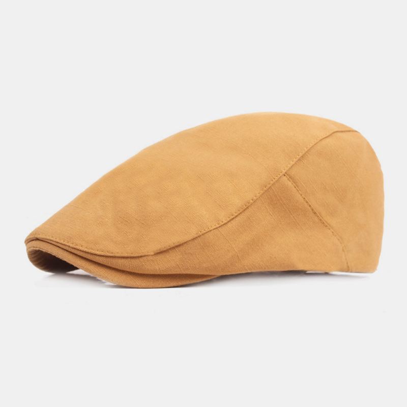 Mannen Katoenen Baret Cap Effen Kleur Verstelbare Casual Retro Zonnescherm Forward Cap Platte Hoed