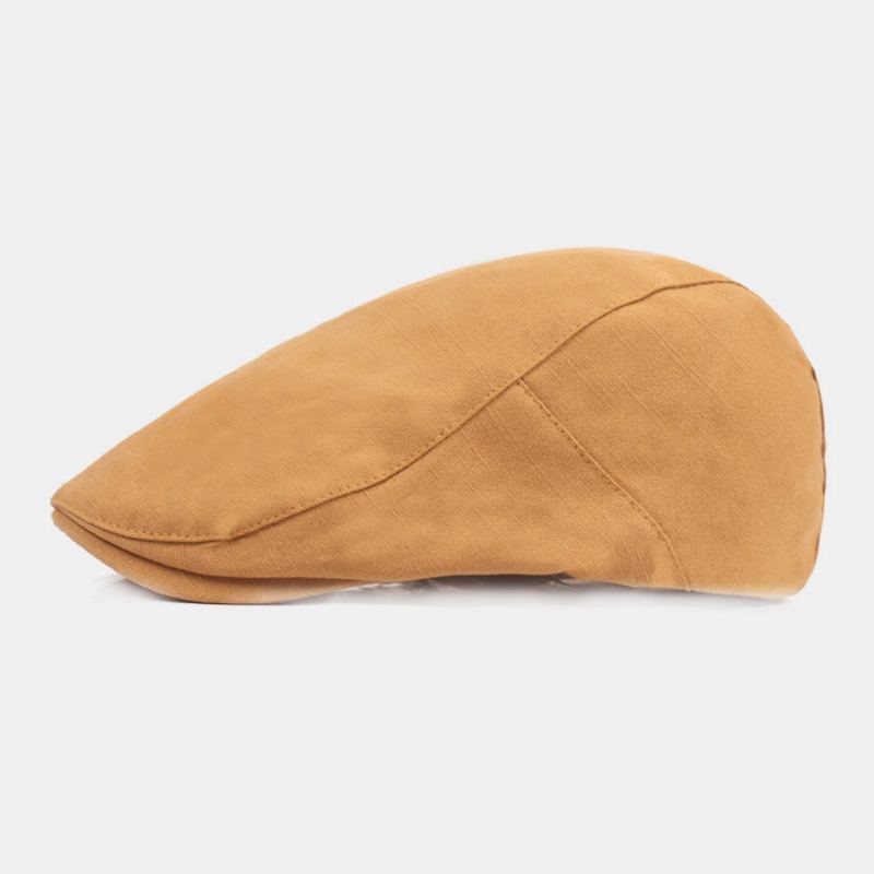 Mannen Katoenen Baret Cap Effen Kleur Verstelbare Casual Retro Zonnescherm Forward Cap Platte Hoed