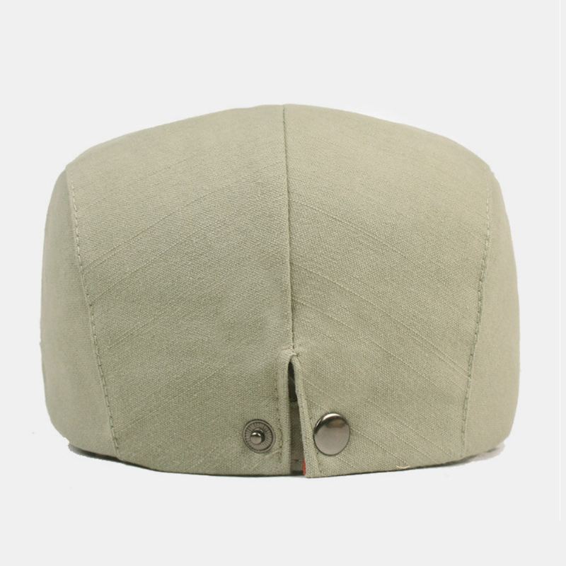 Mannen Katoenen Baret Cap Effen Kleur Verstelbare Casual Retro Zonnescherm Forward Cap Platte Hoed