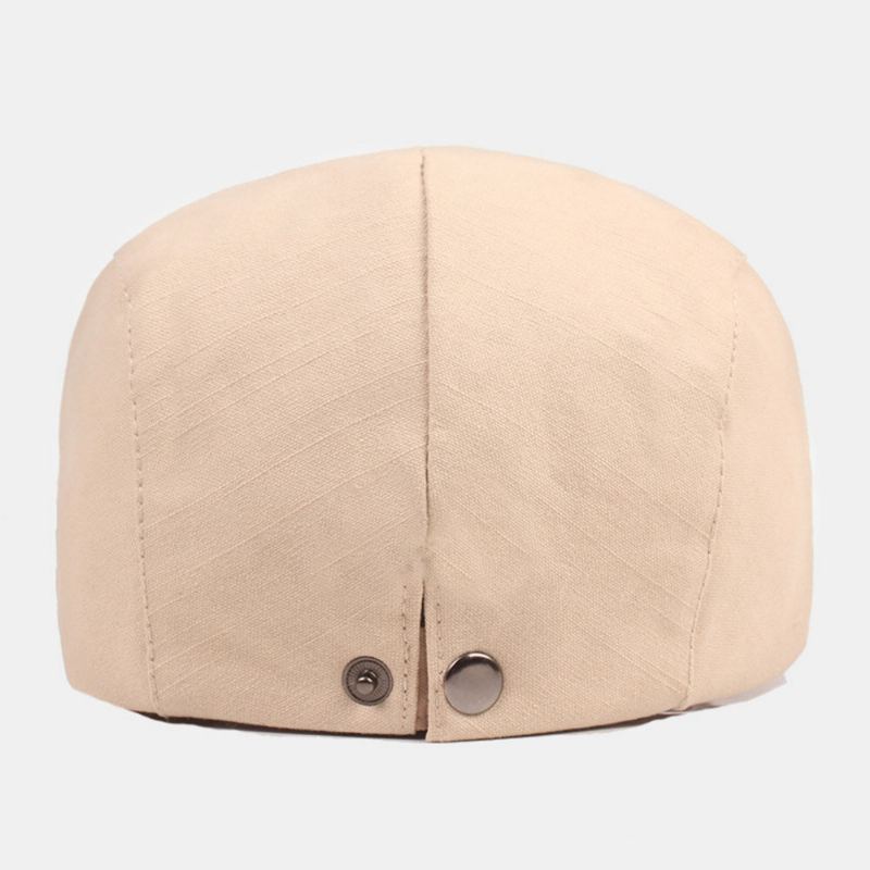 Mannen Katoenen Baret Cap Effen Kleur Verstelbare Casual Retro Zonnescherm Forward Cap Platte Hoed