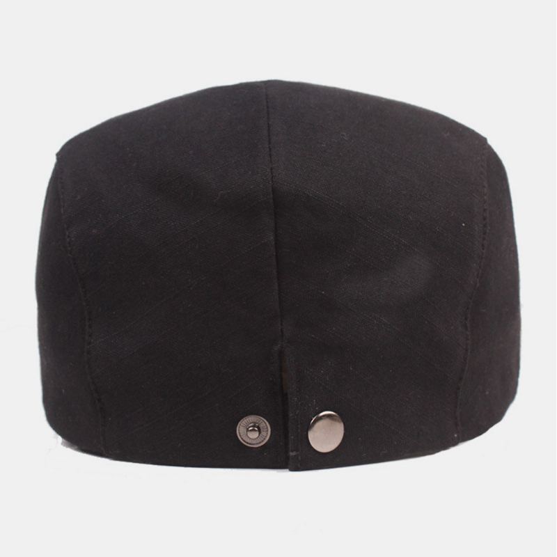Mannen Katoenen Baret Cap Effen Kleur Verstelbare Casual Retro Zonnescherm Forward Cap Platte Hoed