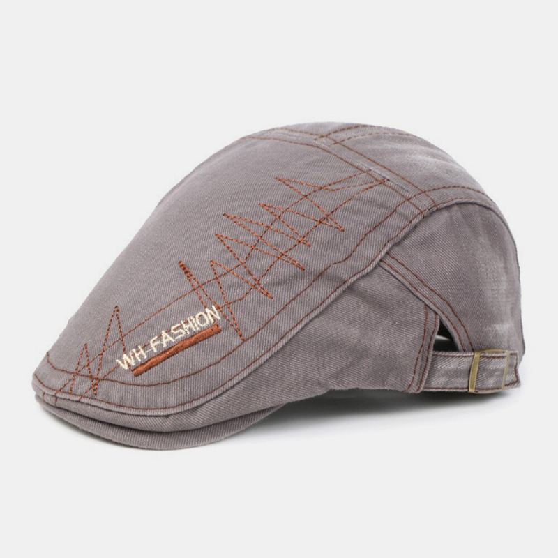 Mannen Katoenen Hechtdraad Ademend Retro Casual Baret Cap Platte Hoed Vooruit Hoed Schilder Hoed